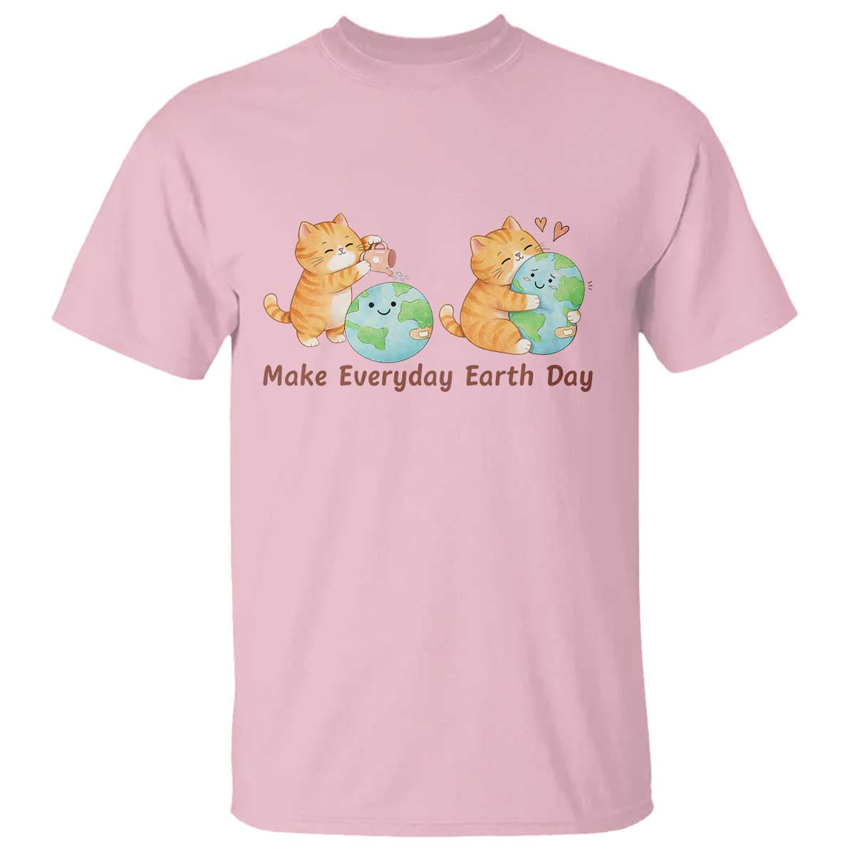 Make Everyday Earth Day T Shirt Cute Cat Healing Planet Earth