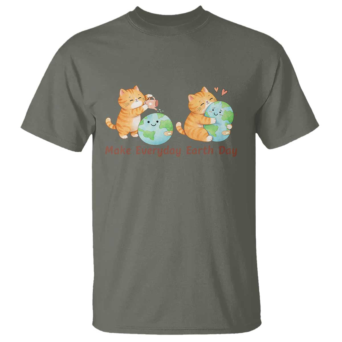Make Everyday Earth Day T Shirt Cute Cat Healing Planet Earth