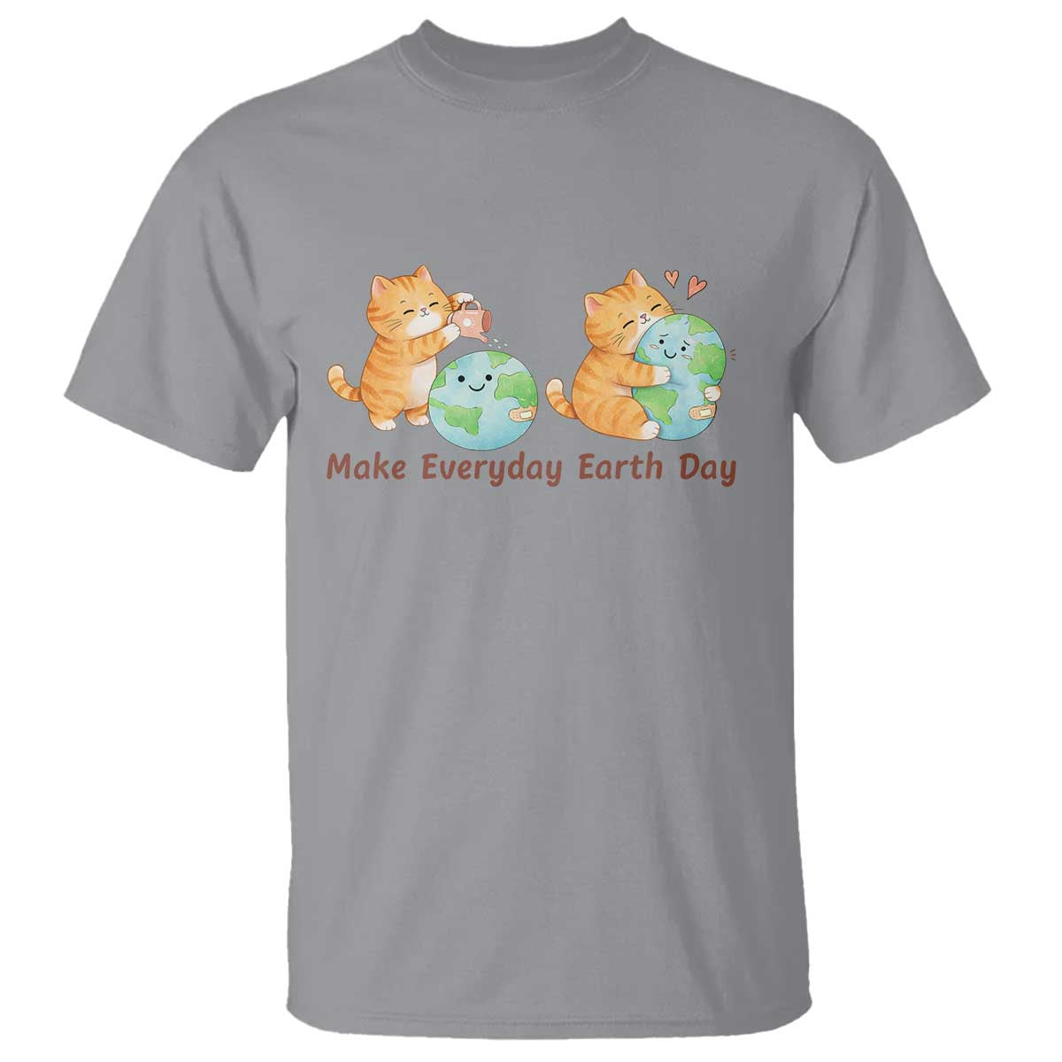 Make Everyday Earth Day T Shirt Cute Cat Healing Planet Earth