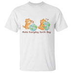 Make Everyday Earth Day T Shirt Cute Cat Healing Planet Earth