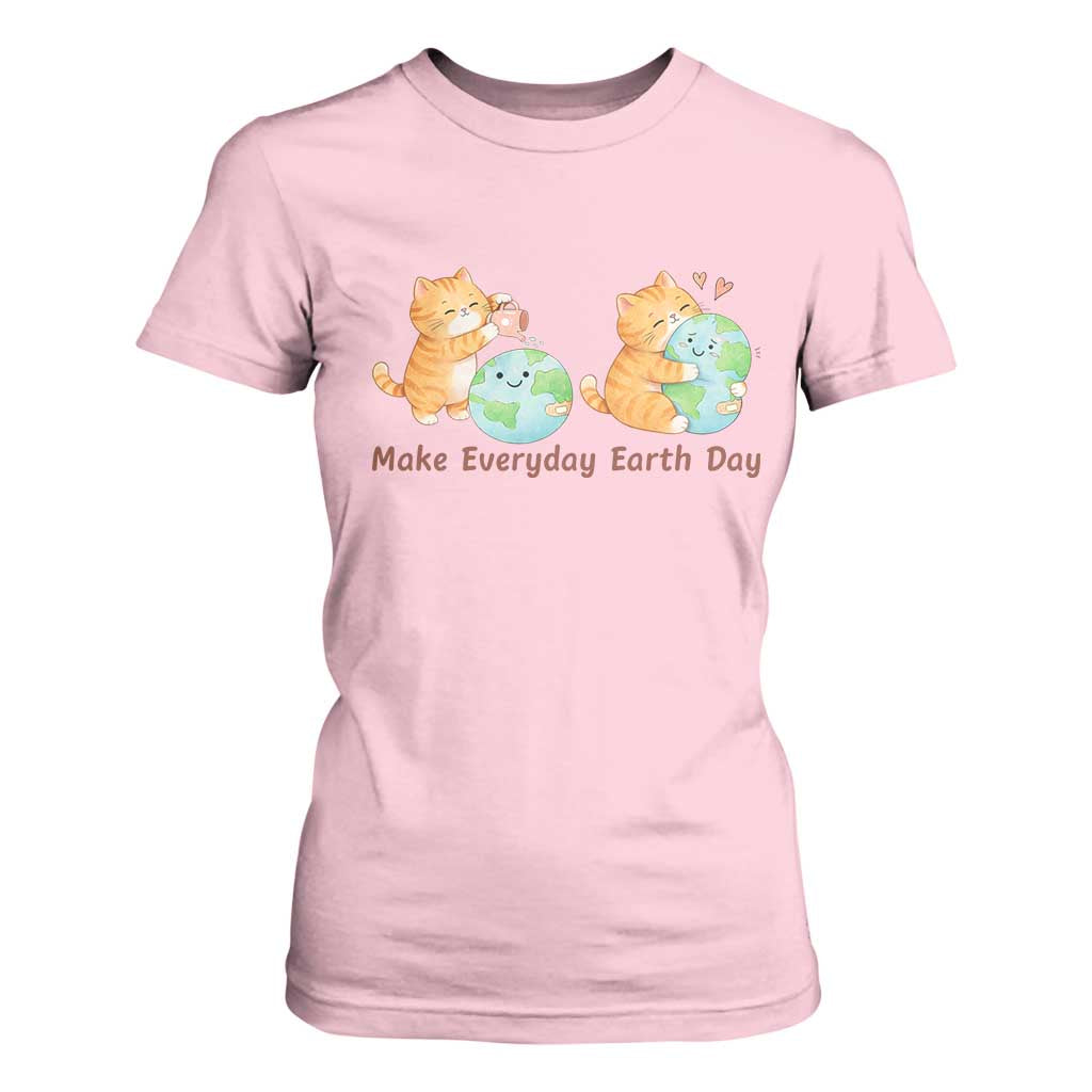 Make Everyday Earth Day T Shirt For Women Cute Cat Healing Planet Earth