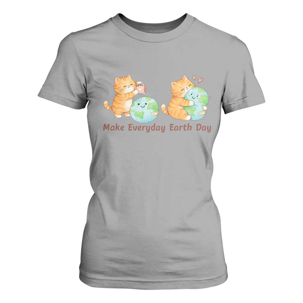 Make Everyday Earth Day T Shirt For Women Cute Cat Healing Planet Earth