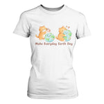 Make Everyday Earth Day T Shirt For Women Cute Cat Healing Planet Earth