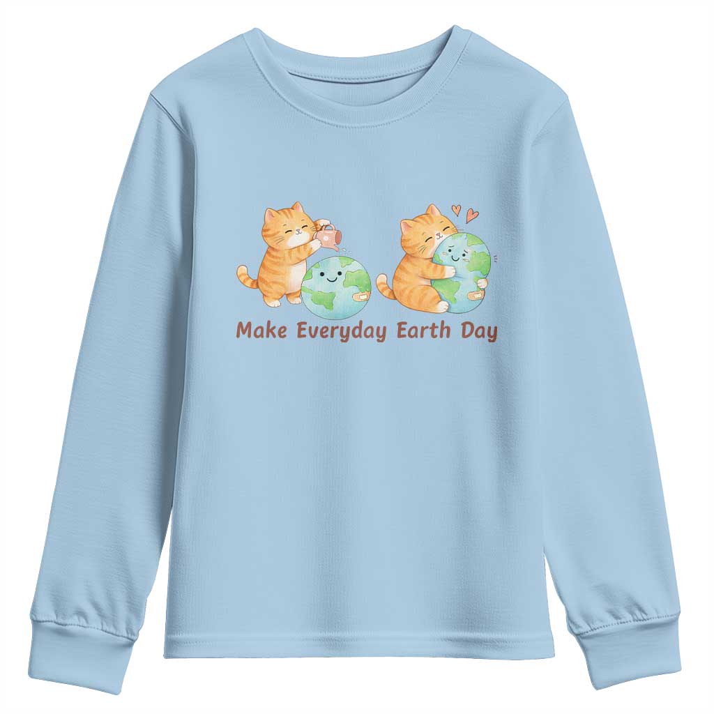Make Everyday Earth Day Youth Sweatshirt Cute Cat Healing Planet Earth