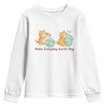 Make Everyday Earth Day Youth Sweatshirt Cute Cat Healing Planet Earth