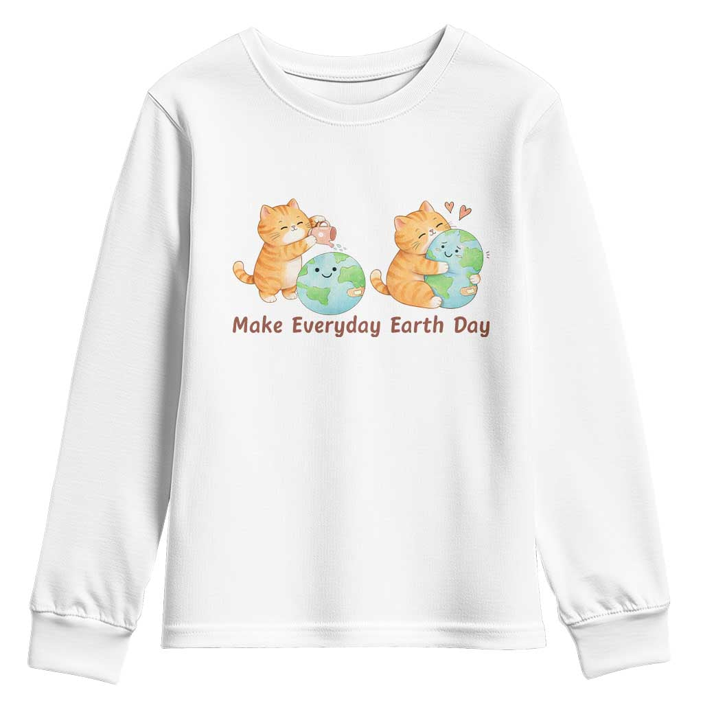 Make Everyday Earth Day Youth Sweatshirt Cute Cat Healing Planet Earth