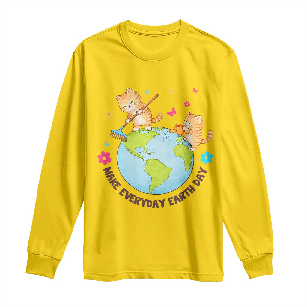 Make Everyday Earth Day Long Sleeve Shirt Funny Cat Lover Gift