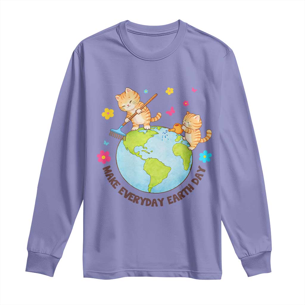 Make Everyday Earth Day Long Sleeve Shirt Funny Cat Lover Gift