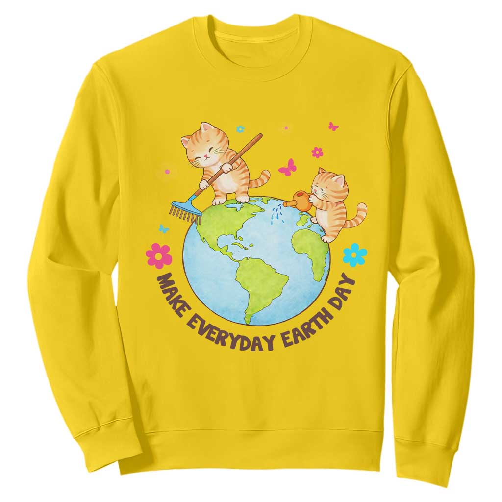 Make Everyday Earth Day Sweatshirt Funny Cat Lover Gift