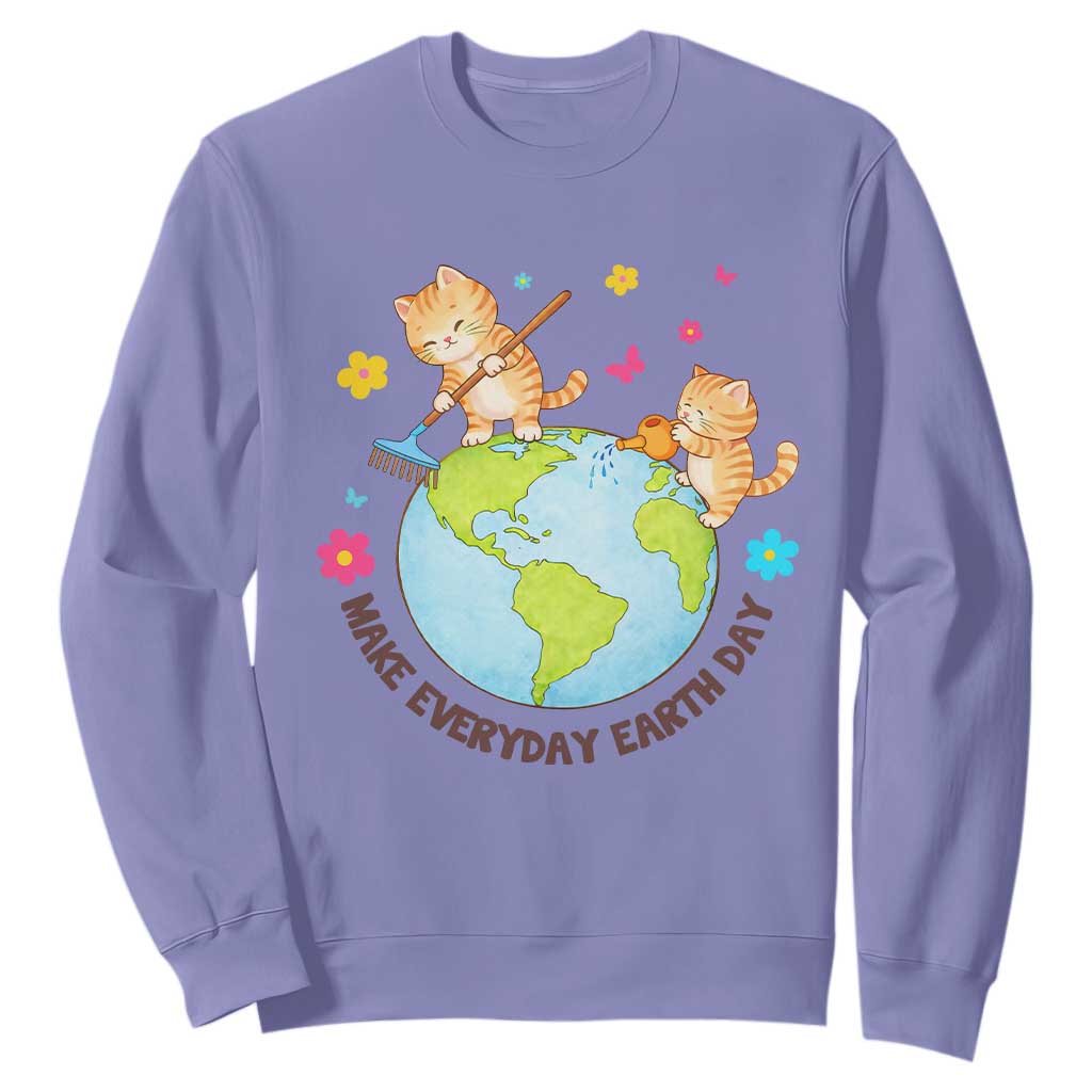 Make Everyday Earth Day Sweatshirt Funny Cat Lover Gift