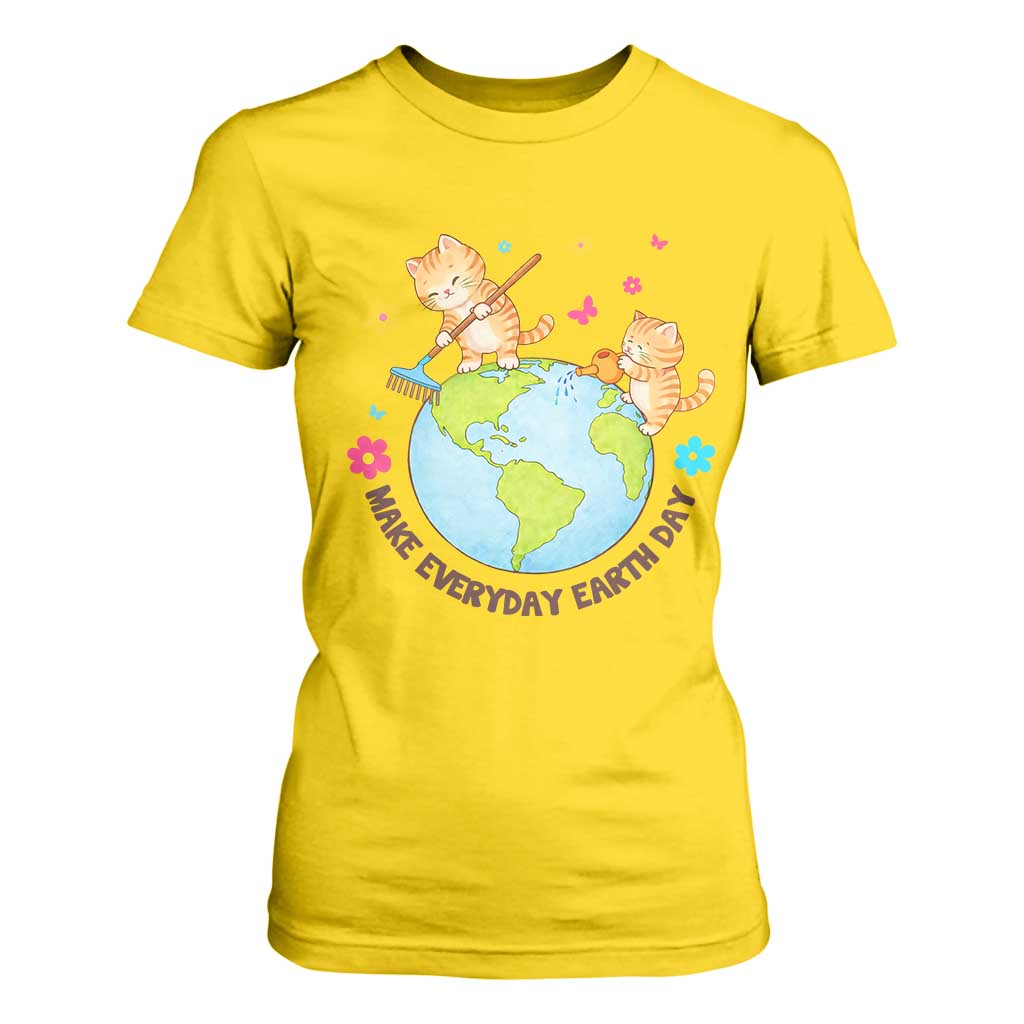 Make Everyday Earth Day T Shirt For Women Funny Cat Lover Gift