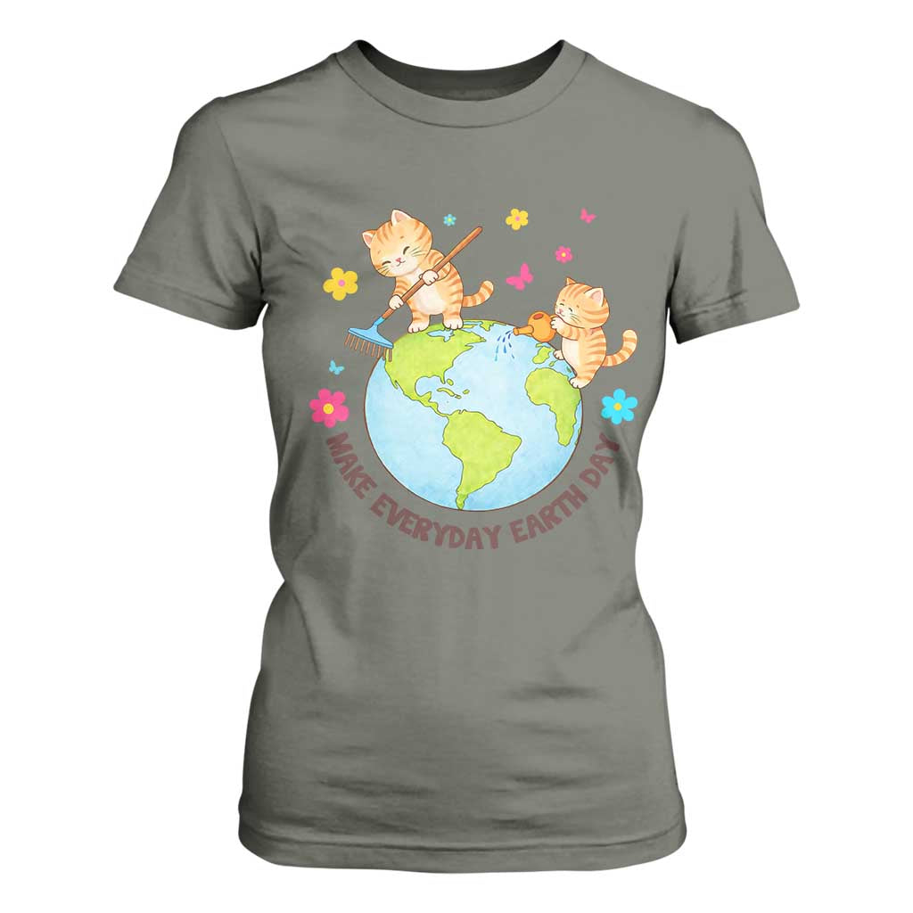 Make Everyday Earth Day T Shirt For Women Funny Cat Lover Gift