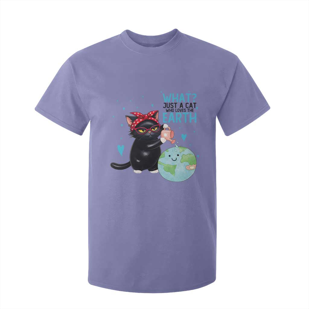 Just A Cat Who Loves The Earth T Shirt For Kid Earth Day Cat Lover Gift