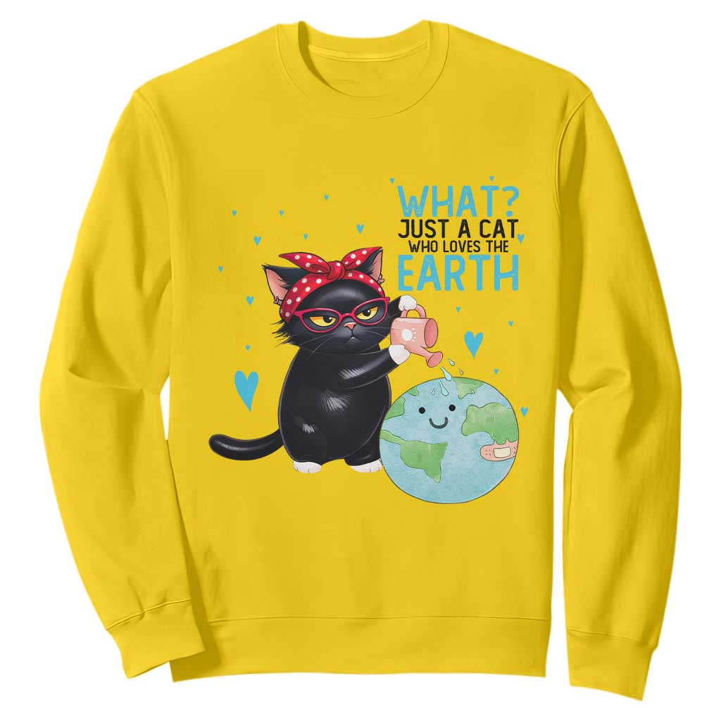 Just A Cat Who Loves The Earth Sweatshirt Earth Day Cat Lover Gift