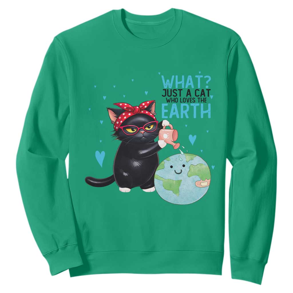 Just A Cat Who Loves The Earth Sweatshirt Earth Day Cat Lover Gift
