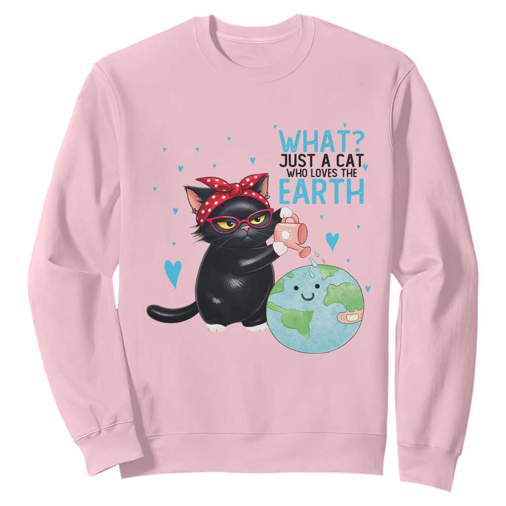 Just A Cat Who Loves The Earth Sweatshirt Earth Day Cat Lover Gift