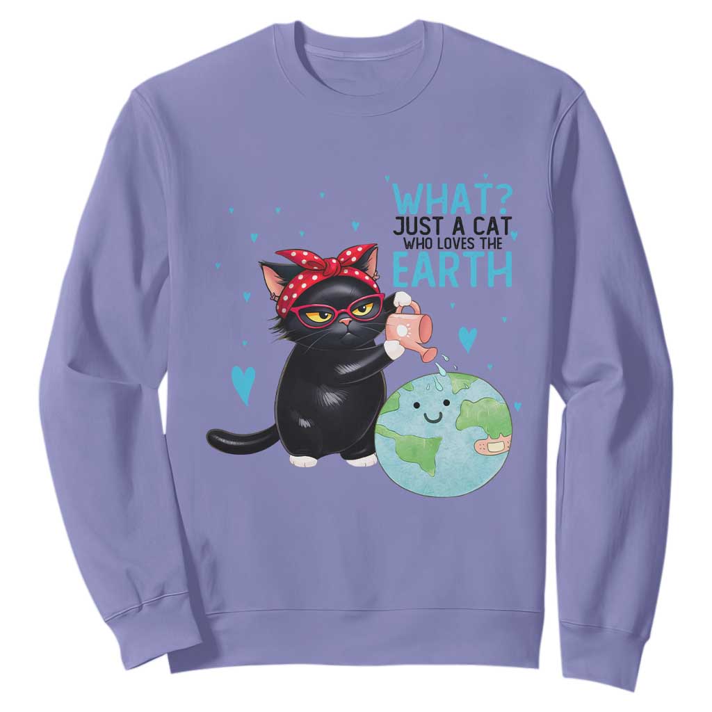 Just A Cat Who Loves The Earth Sweatshirt Earth Day Cat Lover Gift