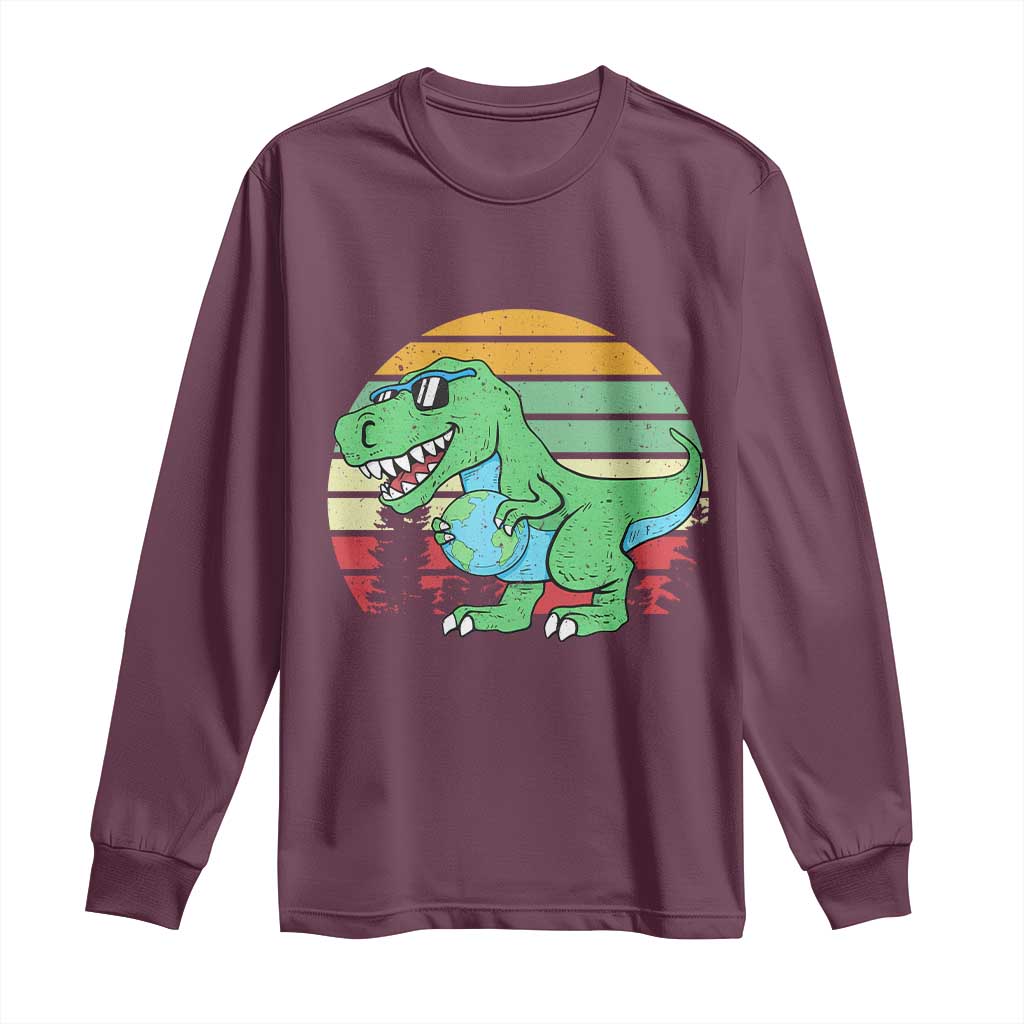 Funny Earth Day Dinosaur Lover Long Sleeve Shirt Save The Planet