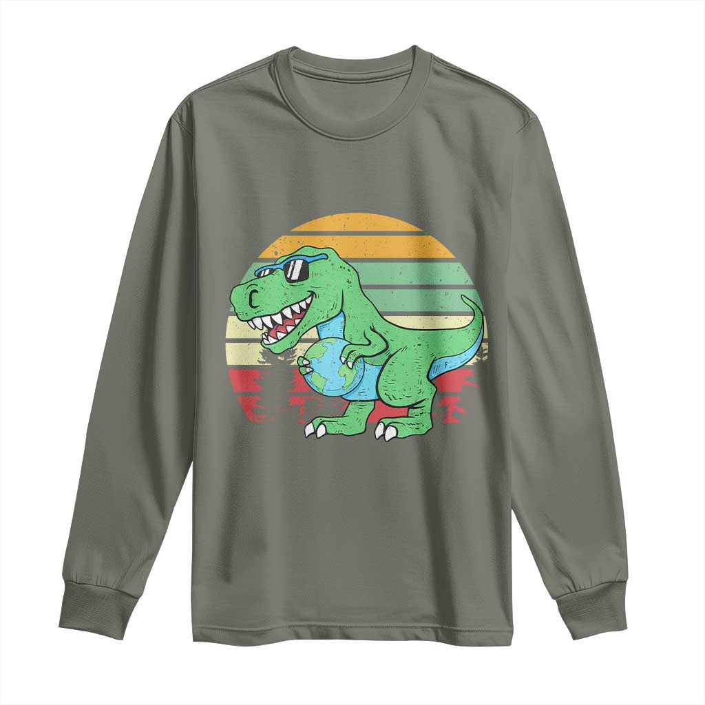Funny Earth Day Dinosaur Lover Long Sleeve Shirt Save The Planet