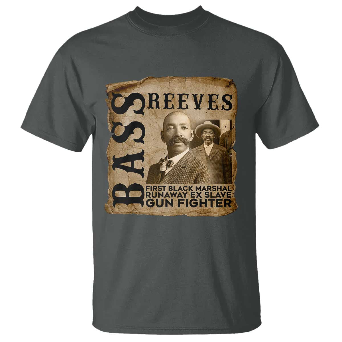 Vintage Newspaper Bass Reeves First Black Deputy US Marshal T Shirt Gun Fighter Wild West History