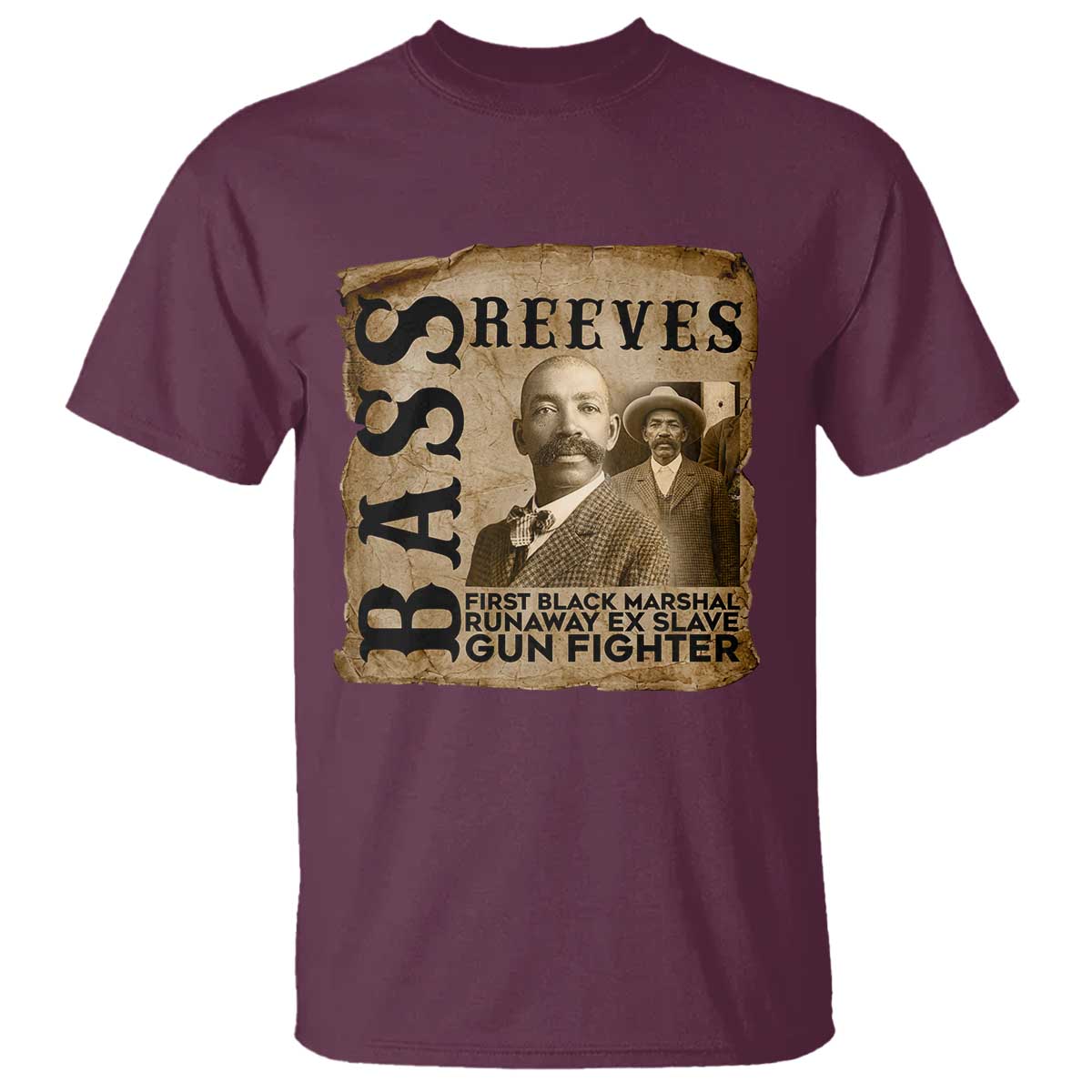 Vintage Newspaper Bass Reeves First Black Deputy US Marshal T Shirt Gun Fighter Wild West History