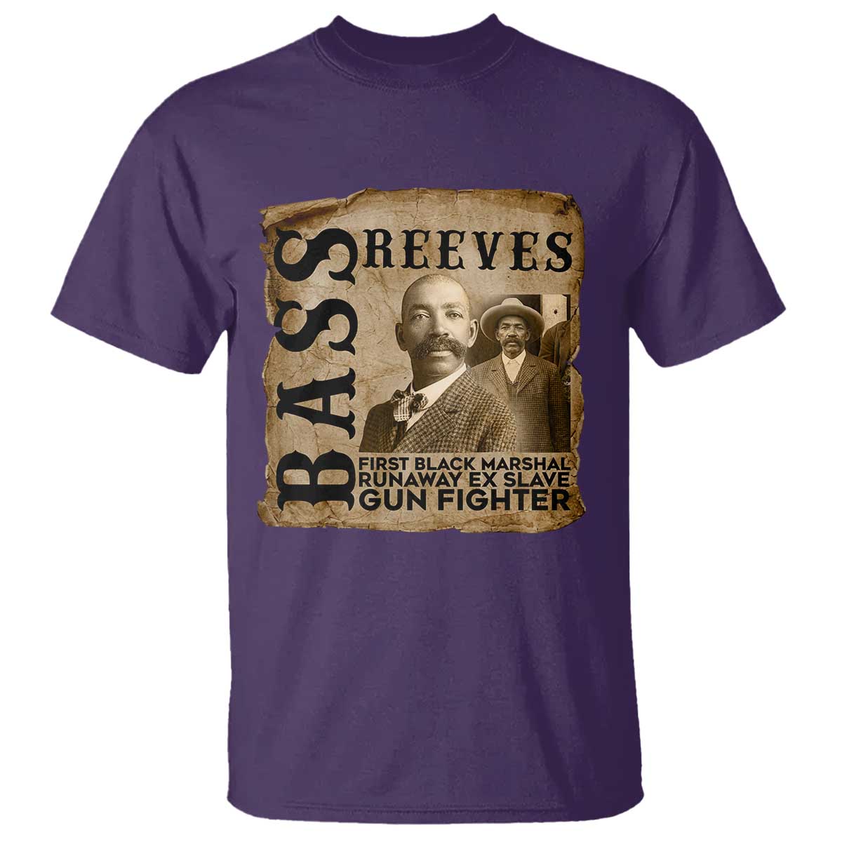 Vintage Newspaper Bass Reeves First Black Deputy US Marshal T Shirt Gun Fighter Wild West History