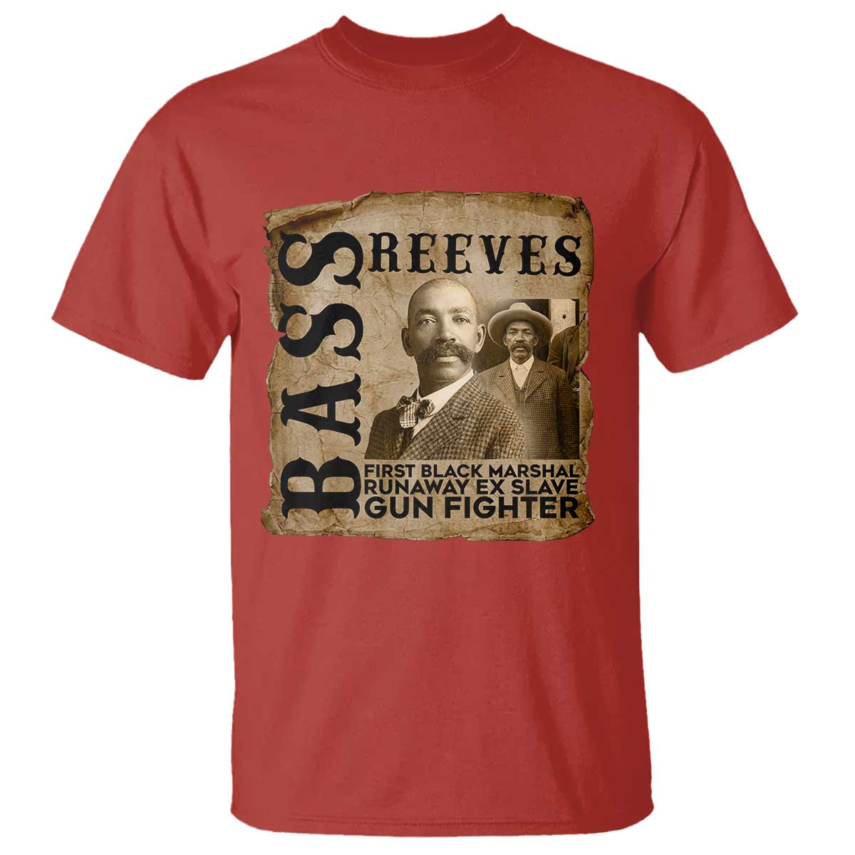 Vintage Newspaper Bass Reeves First Black Deputy US Marshal T Shirt Gun Fighter Wild West History