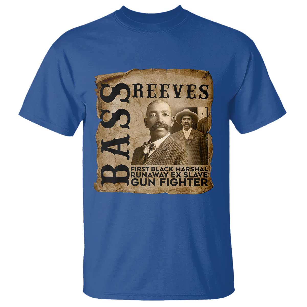 Vintage Newspaper Bass Reeves First Black Deputy US Marshal T Shirt Gun Fighter Wild West History