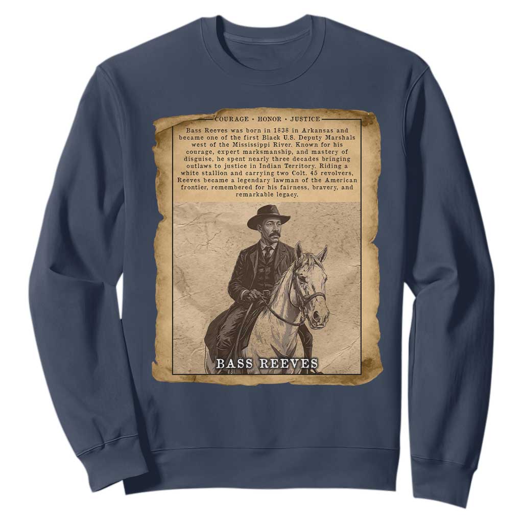 Vintage Newspaper Bass Reeves US Marshal Sweatshirt Legendary Black Deputy Wild West History
