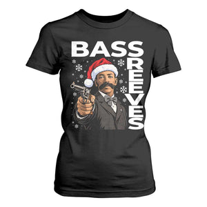 Bass Reeves Christmas Deputy US Marshal Santa Hat T Shirt For Women Wild West History Holiday Gift