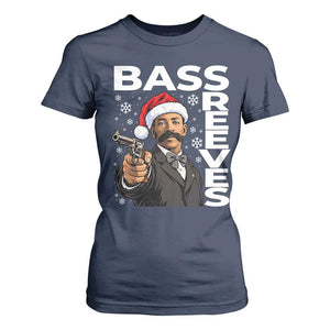 Bass Reeves Christmas Deputy US Marshal Santa Hat T Shirt For Women Wild West History Holiday Gift