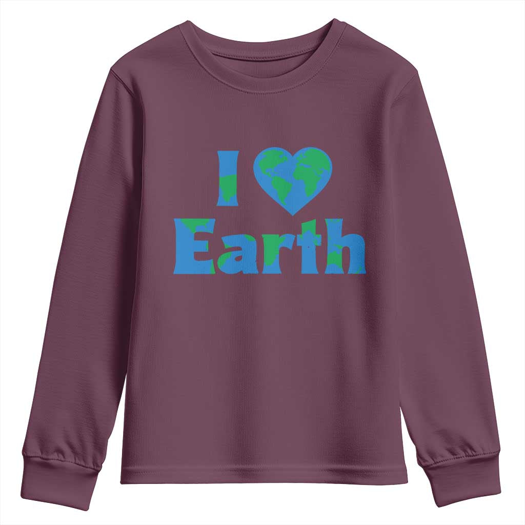 Earth Day Environmental Activism Youth Sweatshirt I Love Earth