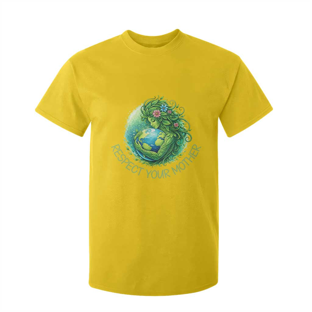 Respect Your Mother T Shirt For Kid Earth Mother Hugging Planet