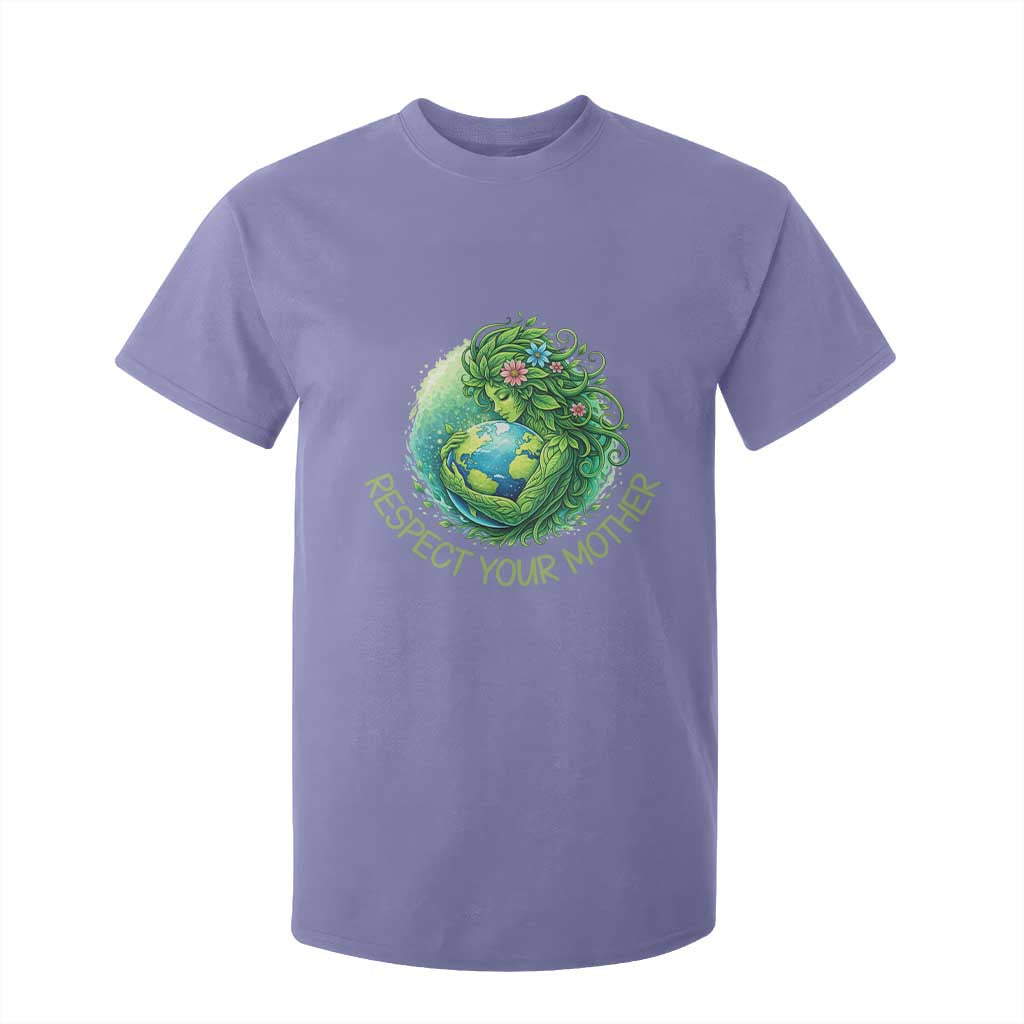 Respect Your Mother T Shirt For Kid Earth Mother Hugging Planet