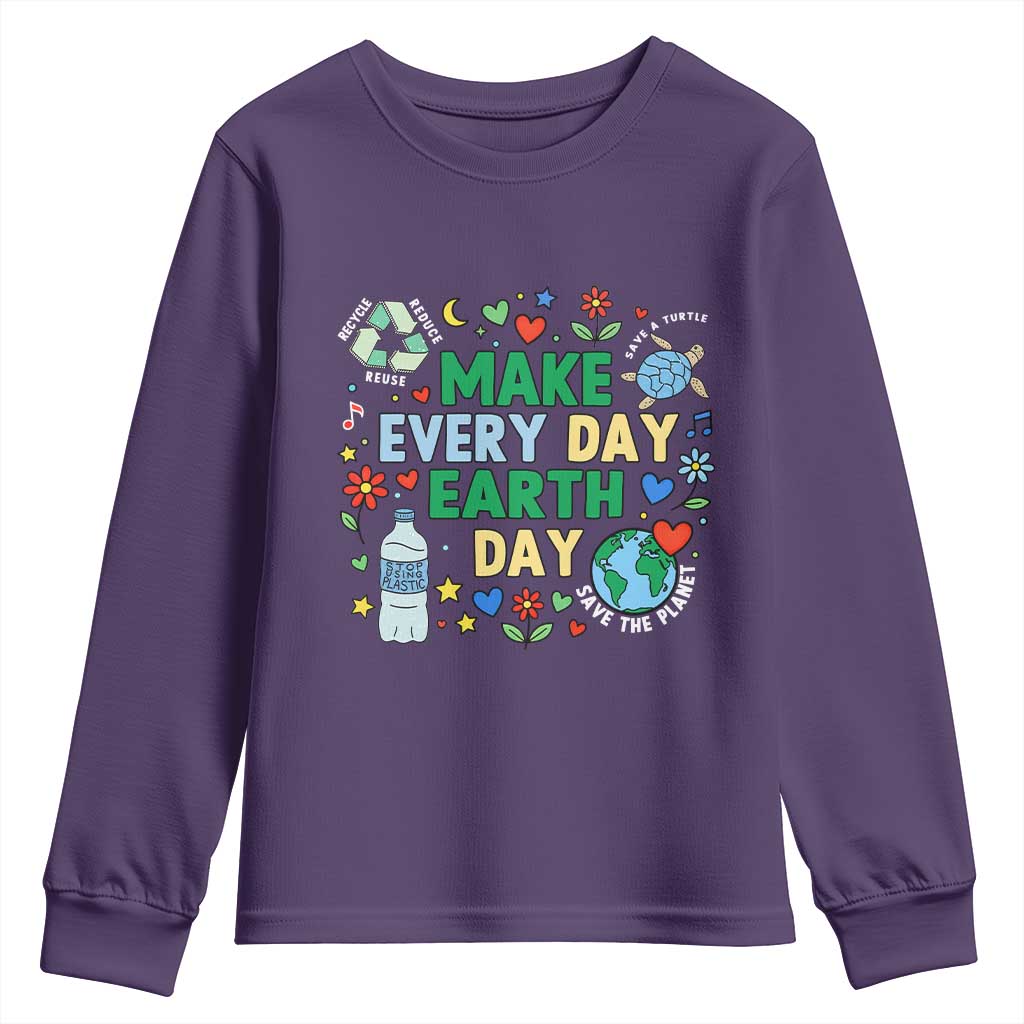 Make Every Day Earth Day Student Gift Youth Sweatshirt Environmental Awareness