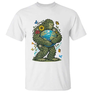 Floral Bigfoot Hugging Earth T Shirt Cottagecore Nature Lover