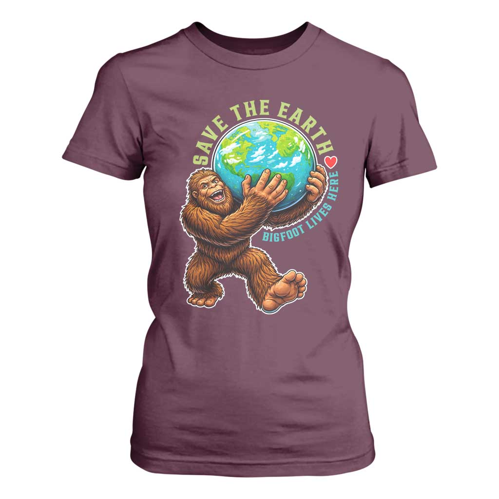 Earth Day T Shirt For Women Save The Earth Bigfoot Lives Here
