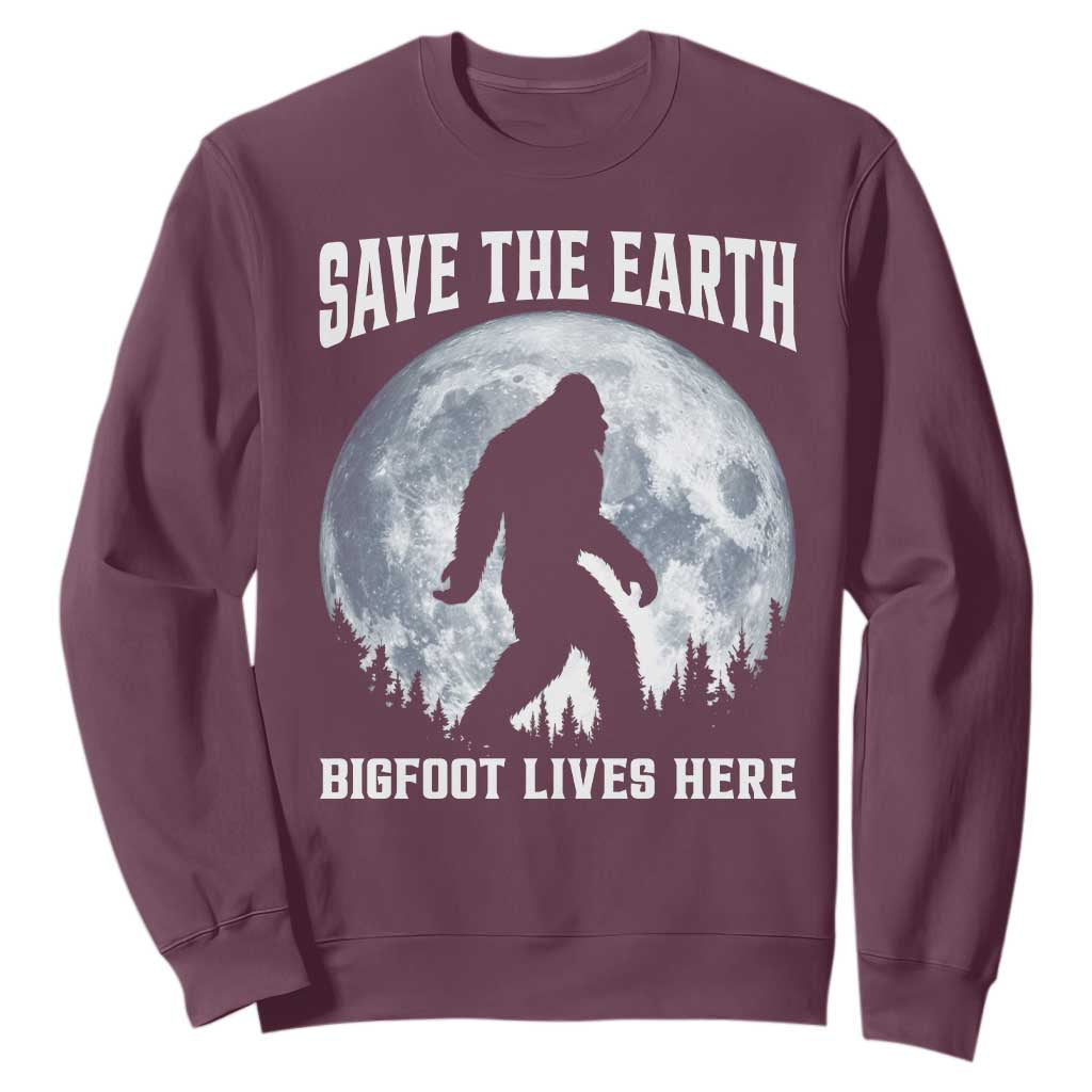 Save The Earth Bigfoot Lives Here Sweatshirt Earth Day Nature Lover