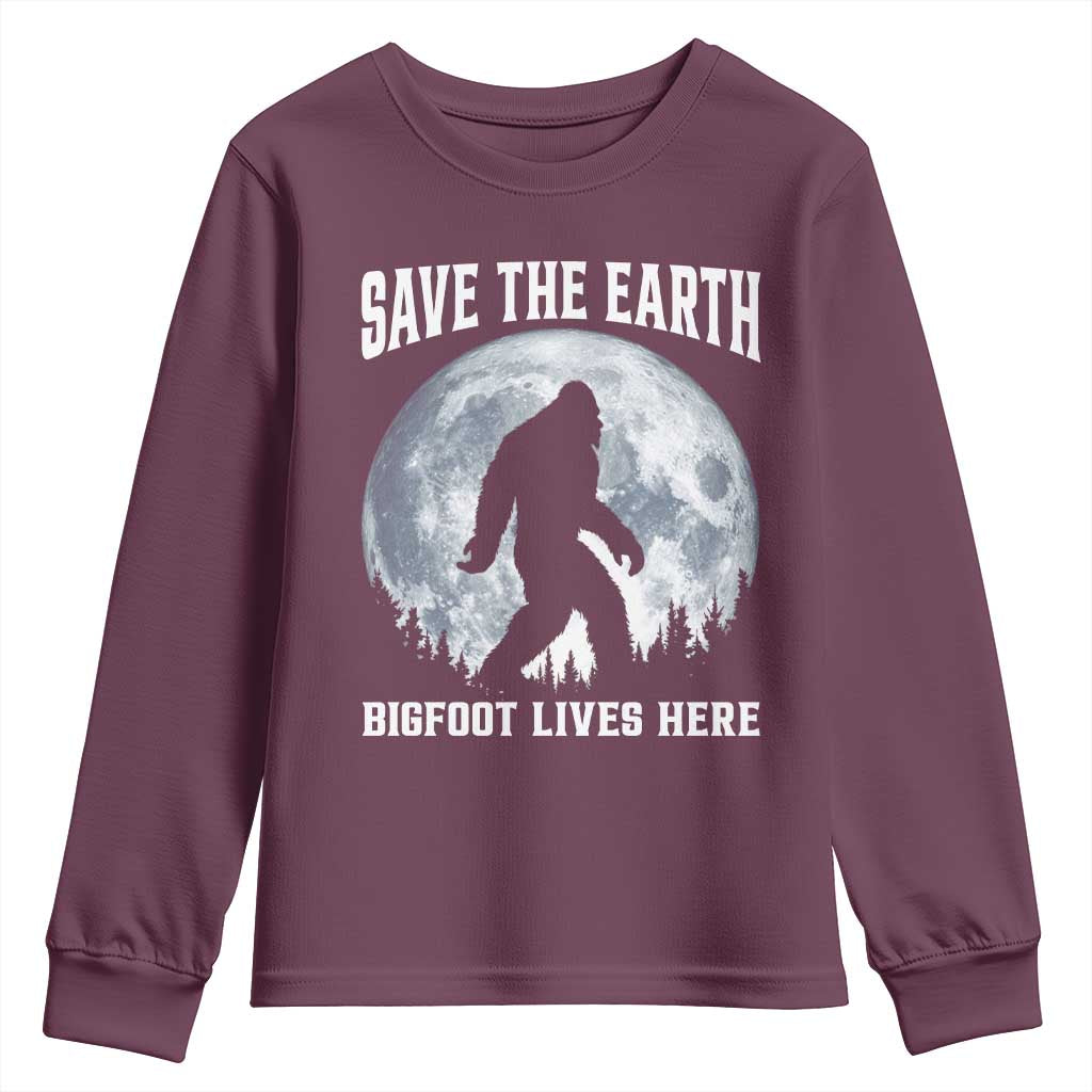 Save The Earth Bigfoot Lives Here Youth Sweatshirt Earth Day Nature Lover