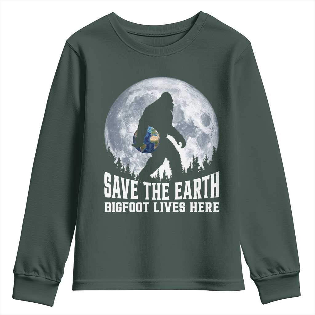Save Our Planet Nature Lover Youth Sweatshirt Bigfoot Lives Here
