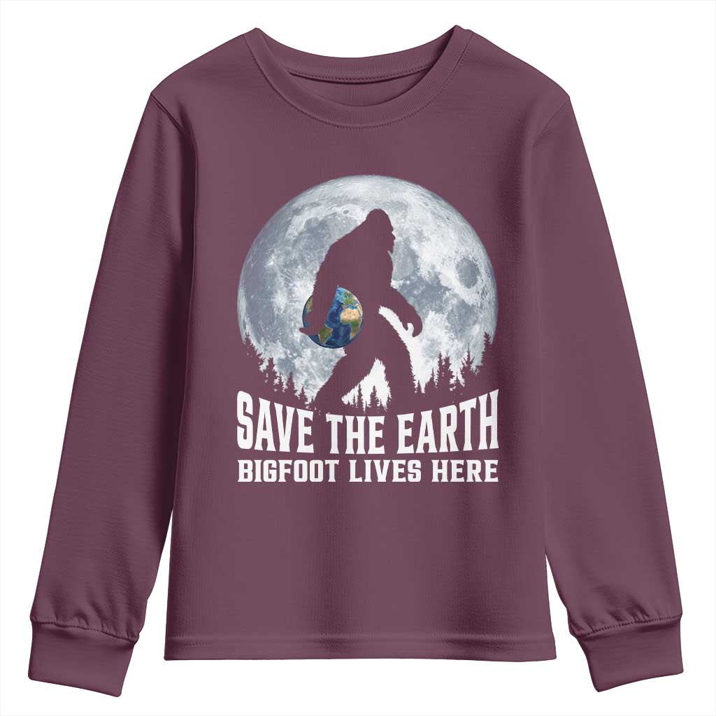 Save Our Planet Nature Lover Youth Sweatshirt Bigfoot Lives Here
