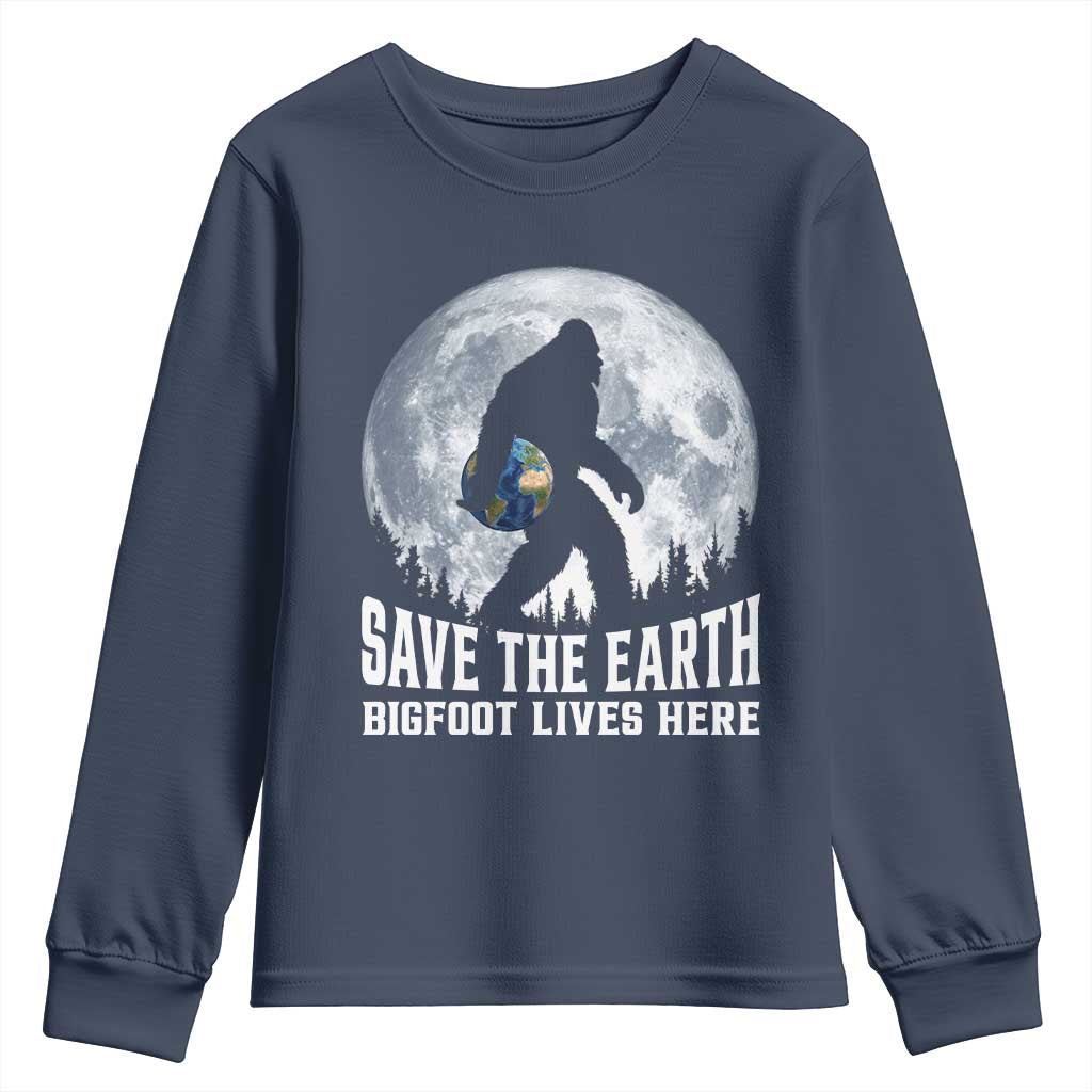 Save Our Planet Nature Lover Youth Sweatshirt Bigfoot Lives Here