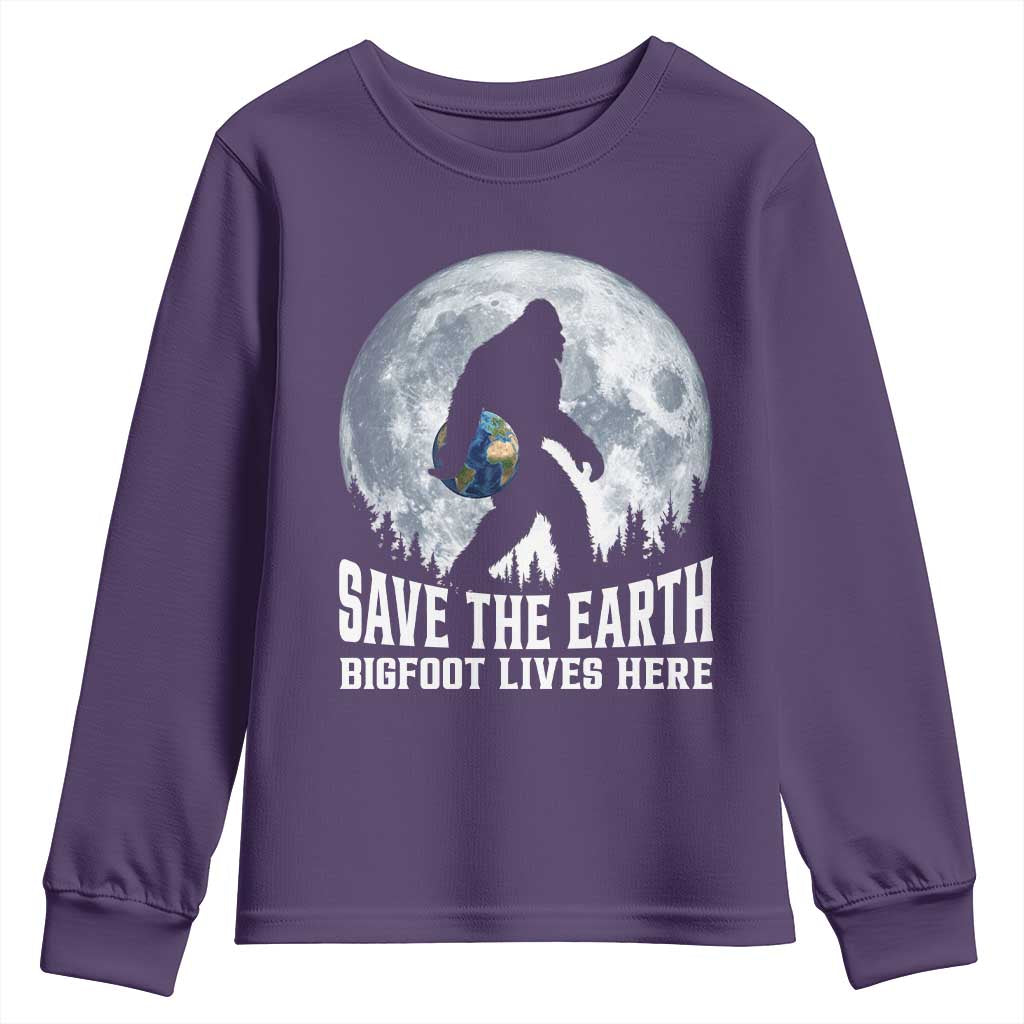 Save Our Planet Nature Lover Youth Sweatshirt Bigfoot Lives Here