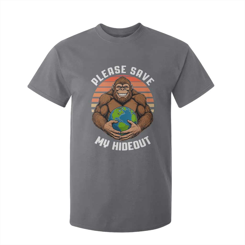Funny Earth Day Bigfoot T Shirt For Kid Please Save My Hideout