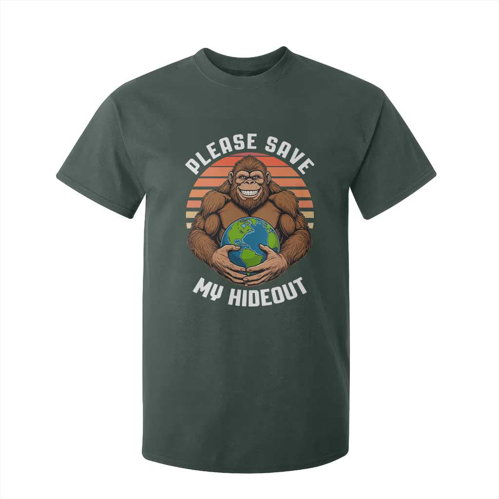Funny Earth Day Bigfoot T Shirt For Kid Please Save My Hideout