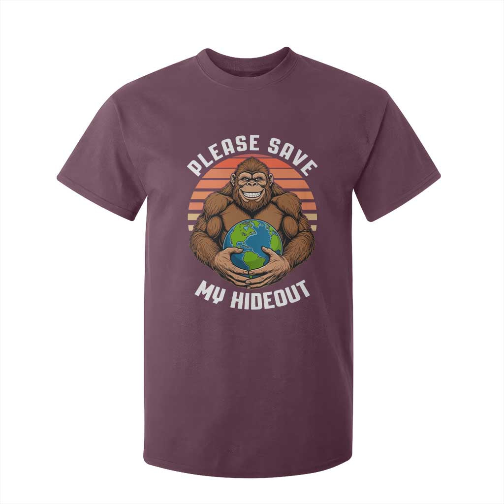 Funny Earth Day Bigfoot T Shirt For Kid Please Save My Hideout