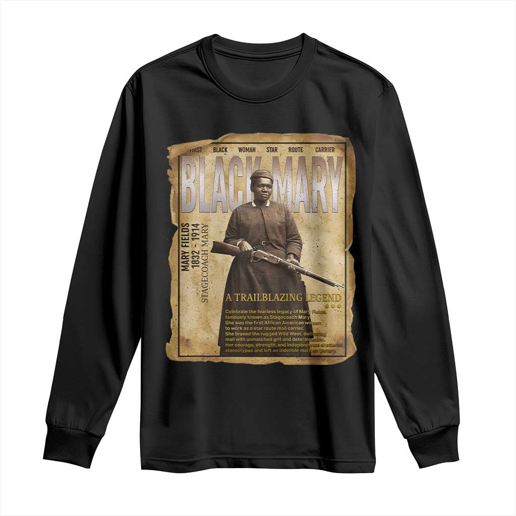 Vintage Newspaper Stagecoach Mary Fields Mail Carrier Long Sleeve Shirt Black History Legend Gift