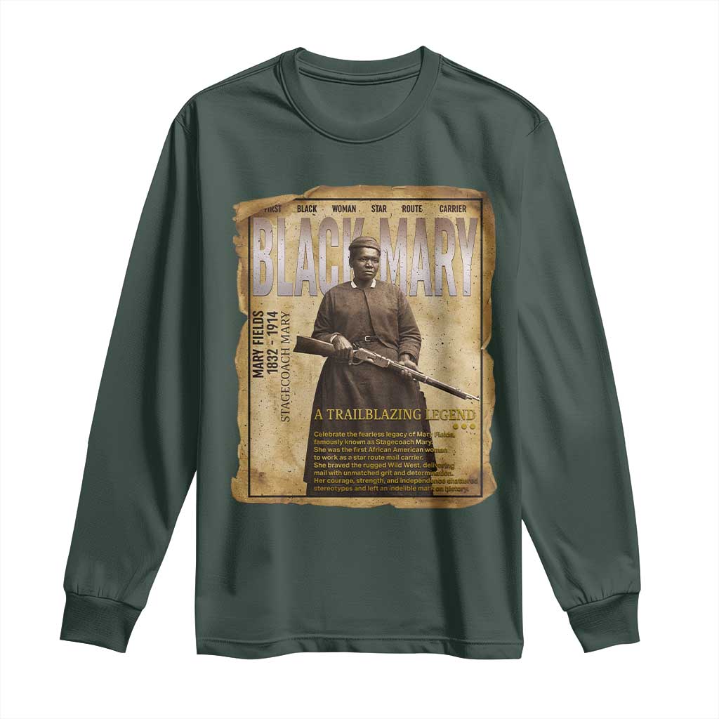 Vintage Newspaper Stagecoach Mary Fields Mail Carrier Long Sleeve Shirt Black History Legend Gift