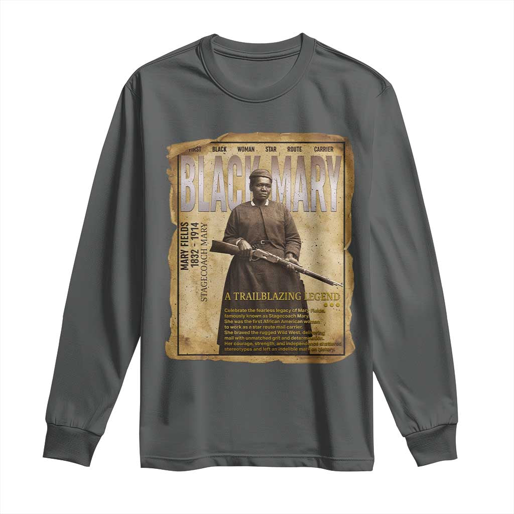 Vintage Newspaper Stagecoach Mary Fields Mail Carrier Long Sleeve Shirt Black History Legend Gift