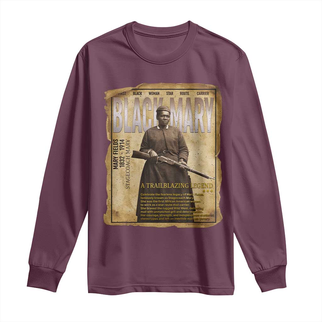 Vintage Newspaper Stagecoach Mary Fields Mail Carrier Long Sleeve Shirt Black History Legend Gift